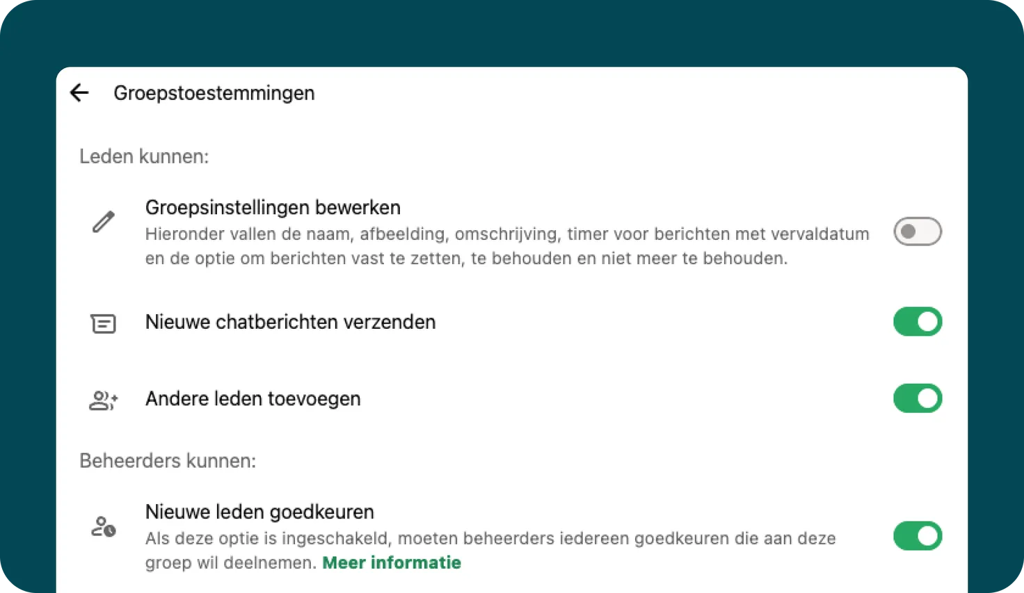 WhatsApp-schoolgroep instellingen
